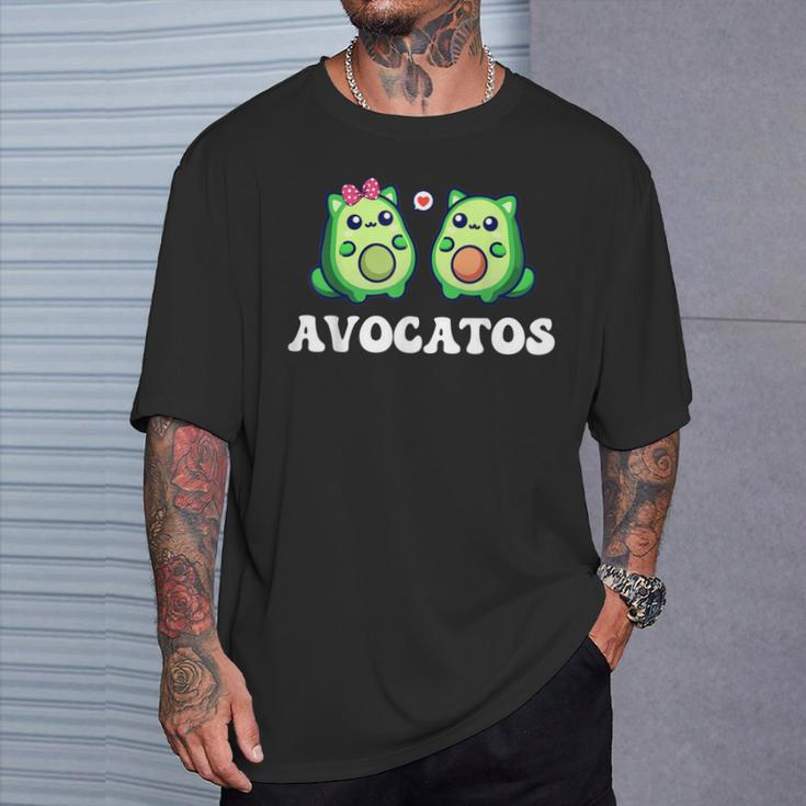 Avogato Avocado Paar Katze Kätzchenegan Avocatos T-Shirt Geschenke für Ihn