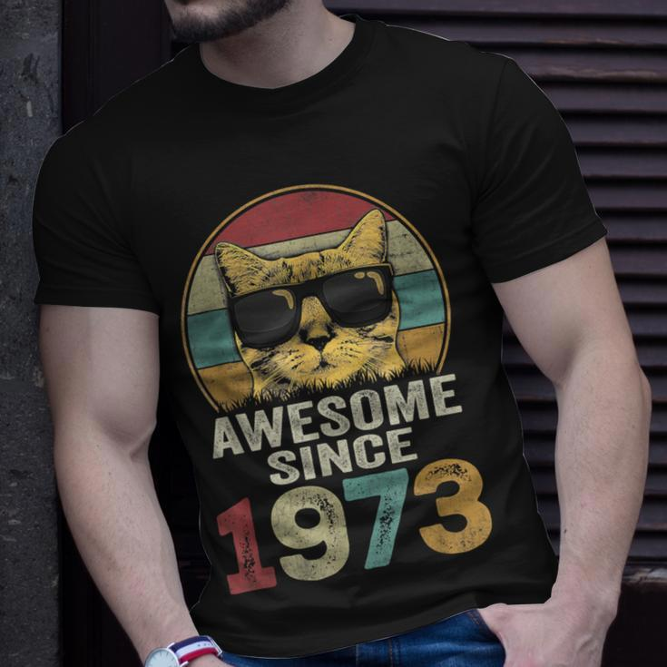 Awesome Since 1973 50Th Birthday 50 Year Old Cat Lovers T-Shirt Gifts for Him