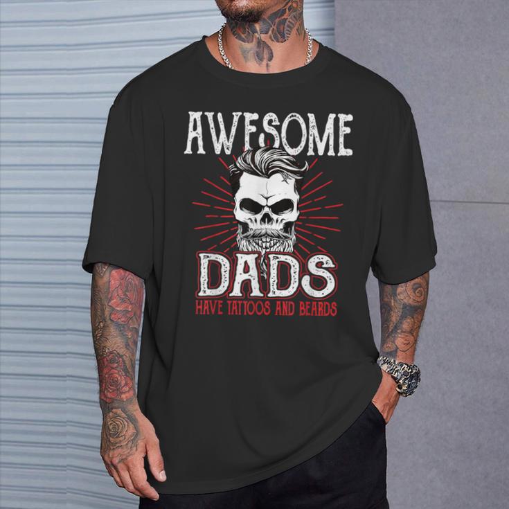 Awesome Dad's Have Tattoos Father Son Daughter Dad Daddy T-Shirt Gifts for Him