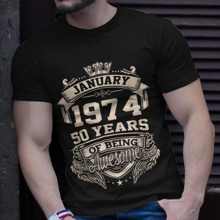Awesome Since January 1974 50 Years Old Happy 50Th Birthday T-Shirt Gifts for Him