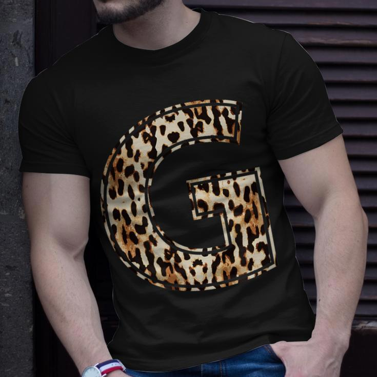 Awesome Letter G Initial Name Leopard Cheetah Print T-Shirt Gifts for Him