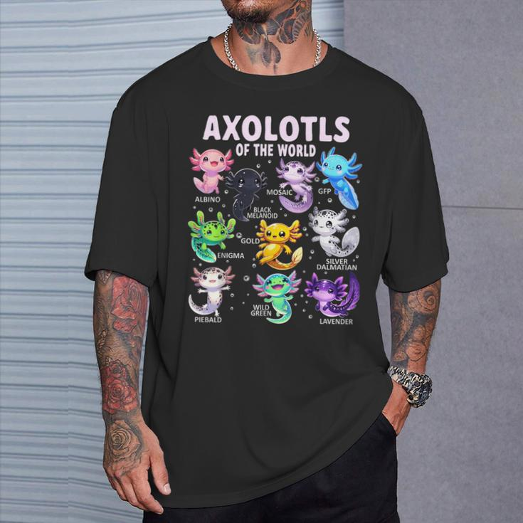 Axolotl Kawaii Axolotls Of The World Axolotl Animals T-Shirt Gifts for Him