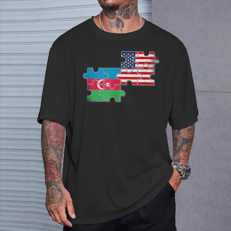 Azerbaijan Usa Vintage Flag American Azerbaijani T-Shirt Gifts for Him