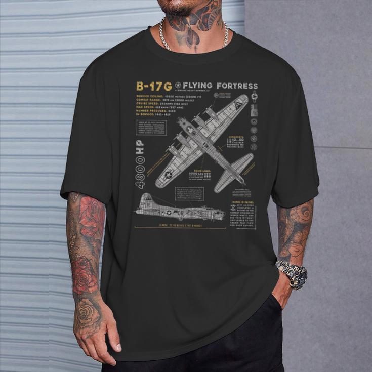 B-17 Flying Fortress Ww2 B-17G Bomber Vintage Aviation T-Shirt Gifts for Him