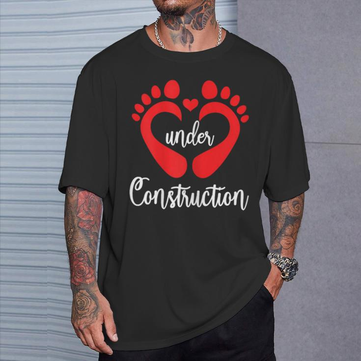 Baby Under Construction Baby Feet Heart Pregnant Maternity T-Shirt Gifts for Him