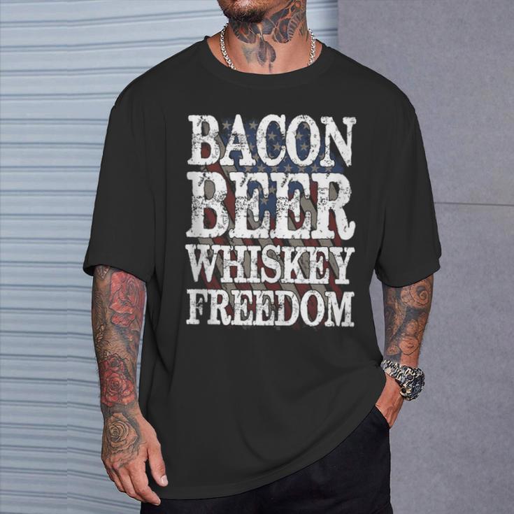 Bacon Beer Whiskey Freedom T-Shirt Gifts for Him