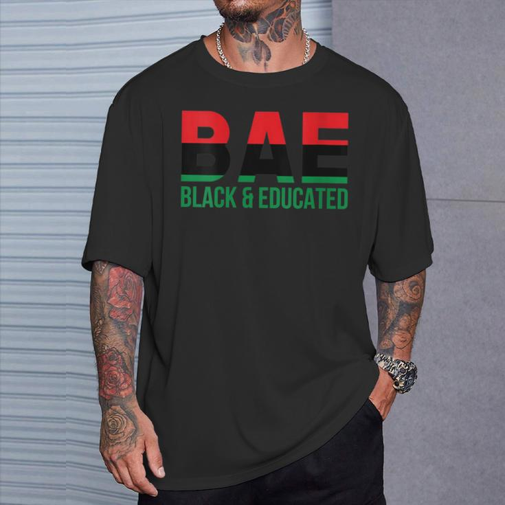 Bae Black & Educated Afro Pride Pan African Flag Melanin T-Shirt Gifts for Him
