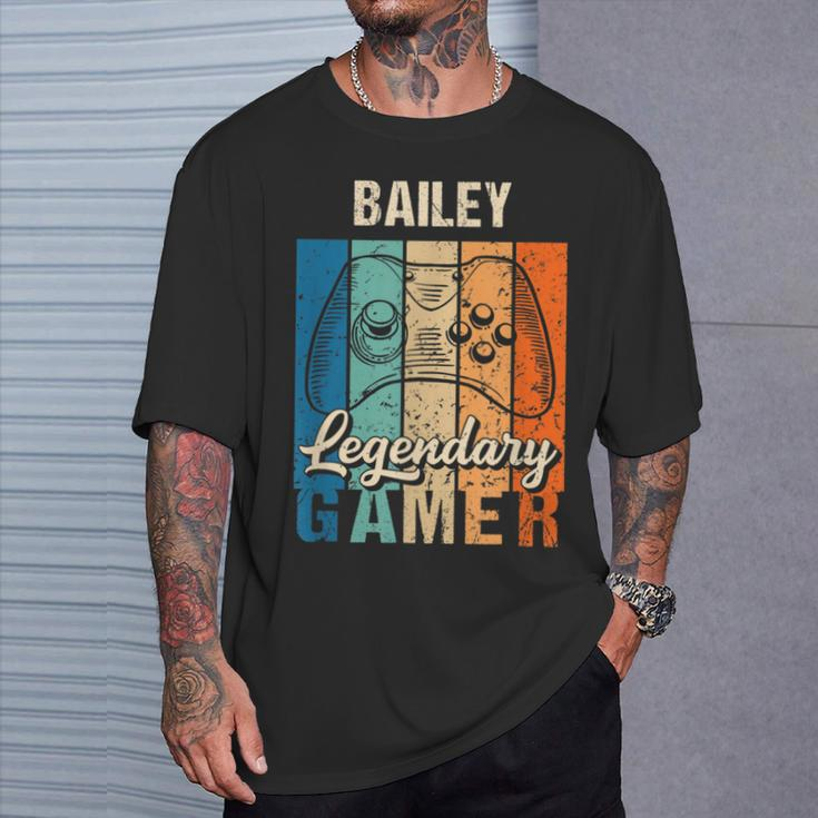 Bailey Name Personalized Retro Legendary Gamer T-Shirt Gifts for Him