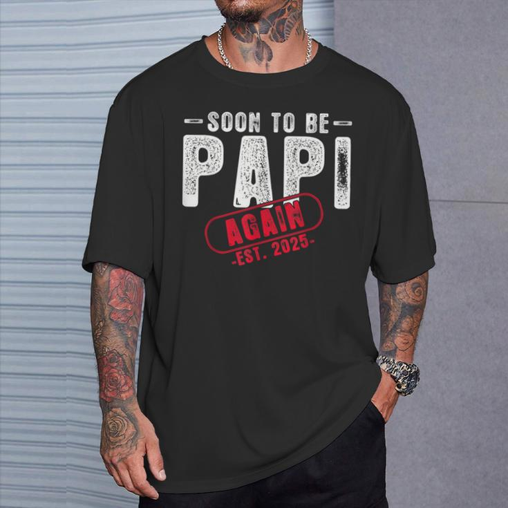 Bald Wird Papi Est 2025 Wieder Zum Neuen Papa Onkel Befördert T-Shirt Geschenke für Ihn