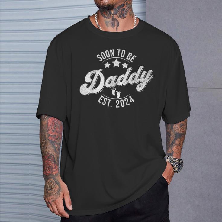 Bald Zu Sein Papa Est 2024 Befördert Zu Papa Zukunft Neueater T-Shirt Geschenke für Ihn