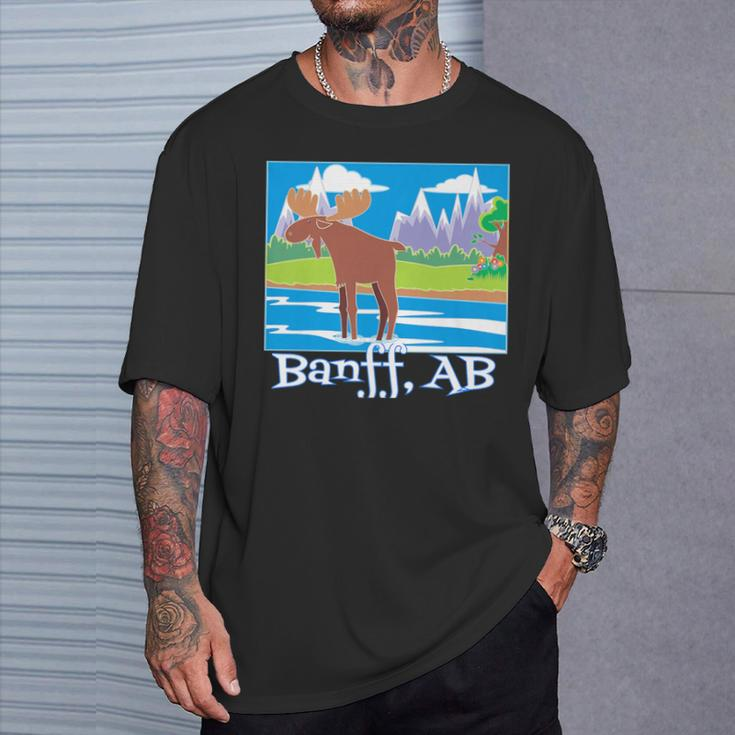 Banff Colorful Moose Nature Wildlife Summer Spring T-Shirt Gifts for Him