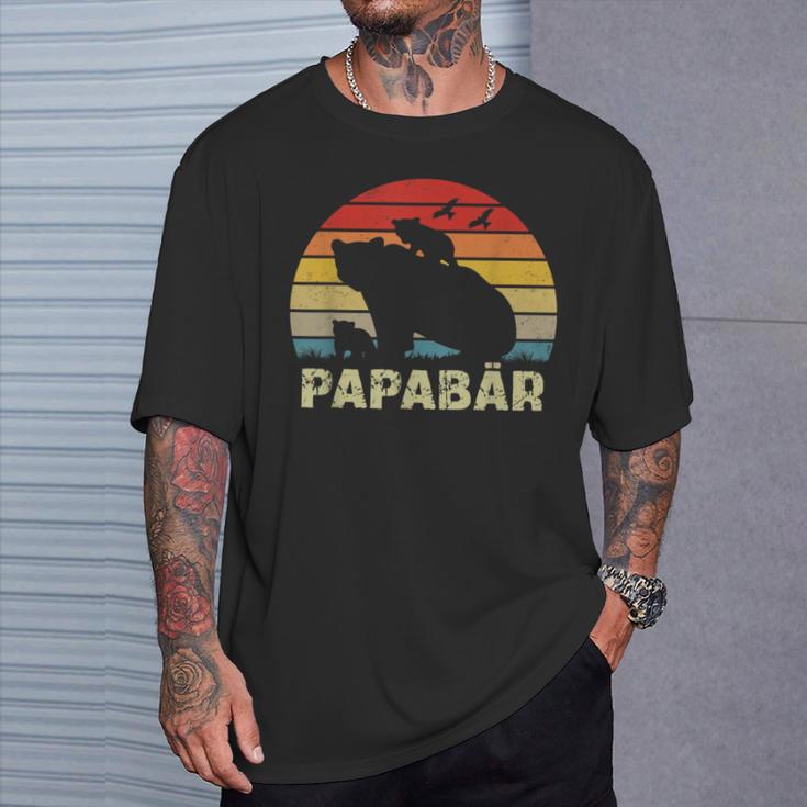 Bär Papaatertag Retro Papa Bär T-Shirt Geschenke für Ihn