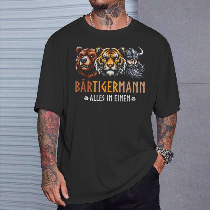 Bärtigermann Alles In Ein Bear Tiger Maniking T-Shirt Geschenke für Ihn