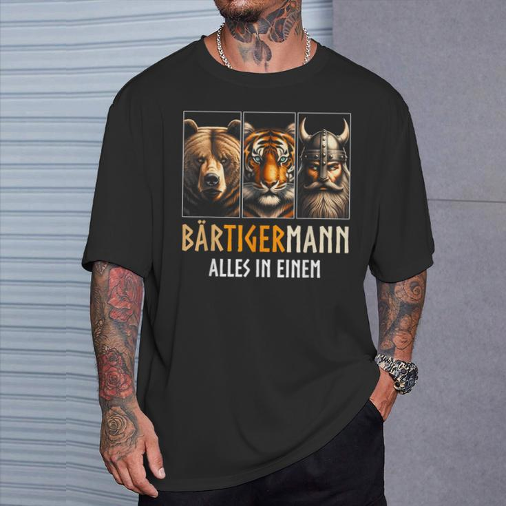 Bärtigermann All In One Retro Viking Black T-Shirt Geschenke für Ihn