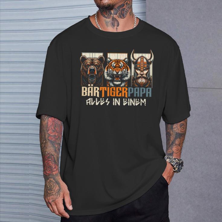 Bärtigerpapa Beard Full Beard Bear Tiger Father Bear Tiger Man Dad T-Shirt Geschenke für Ihn