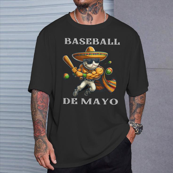 Baseball De Mayo Fiesta Cinco De Mayo Baseball Man T-Shirt Gifts for Him