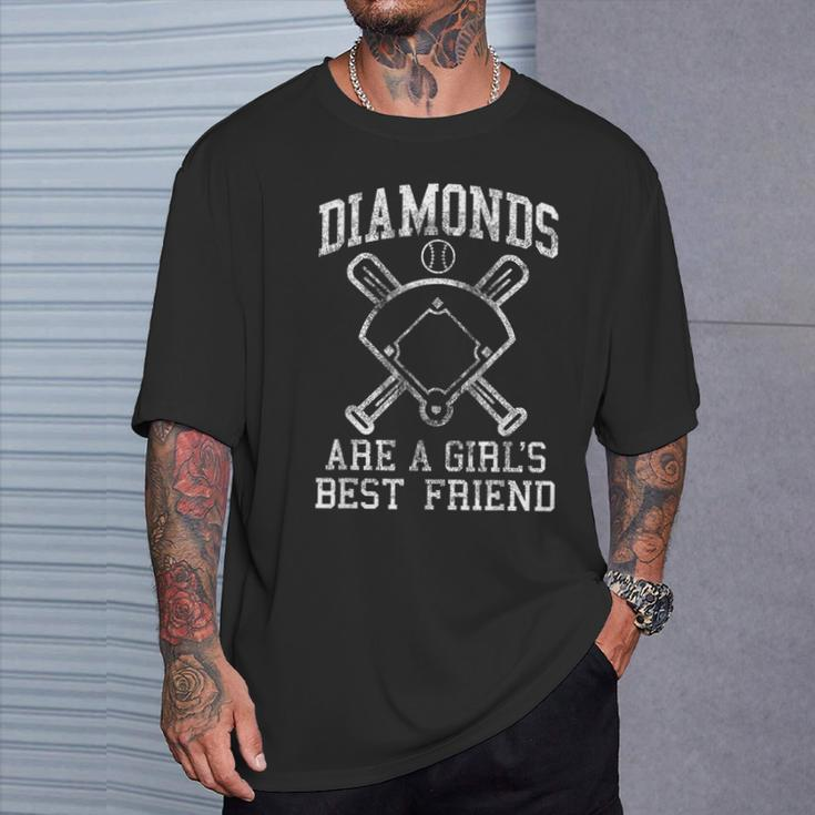 Baseball Girls Diamonds Are A Girls Best Friend Baseball T-Shirt Gifts for Him