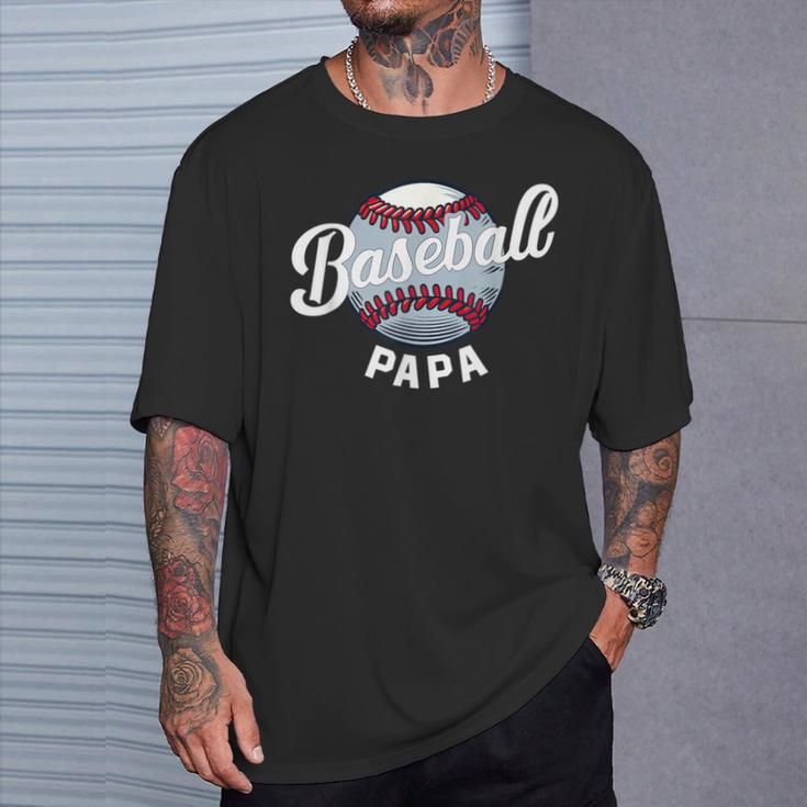 Baseball Papa Baseball Spieler Lustig Baseball Familie Retro T-Shirt Geschenke für Ihn