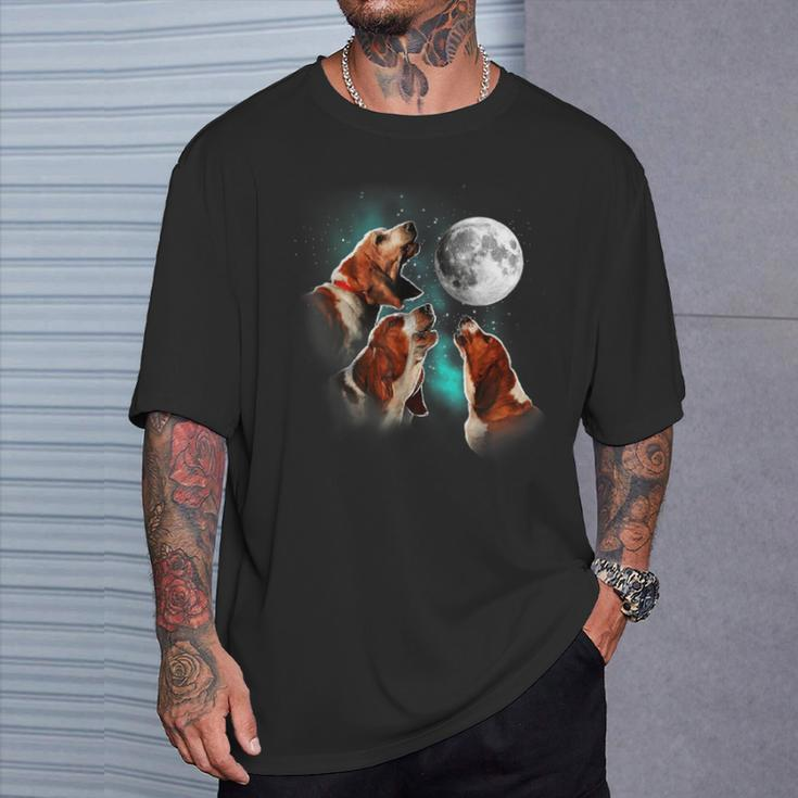 Basset Hound Howling At The Moon Basset Hound T-Shirt Gifts for Him