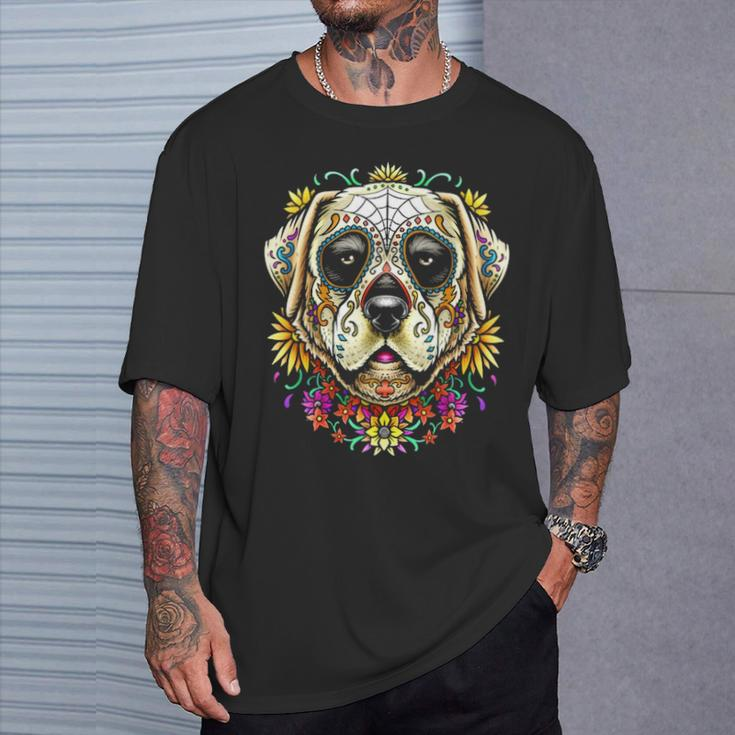 Bdaz Labrador Lab Dog Sugar Skull Day Of The Dead T-Shirt Gifts for Him