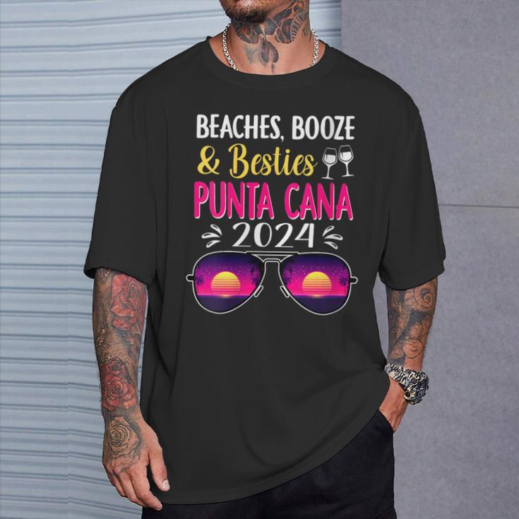 Beaches Booze Besties Punta Cana 2024 Vacation Spring Break T-Shirt Gifts for Him