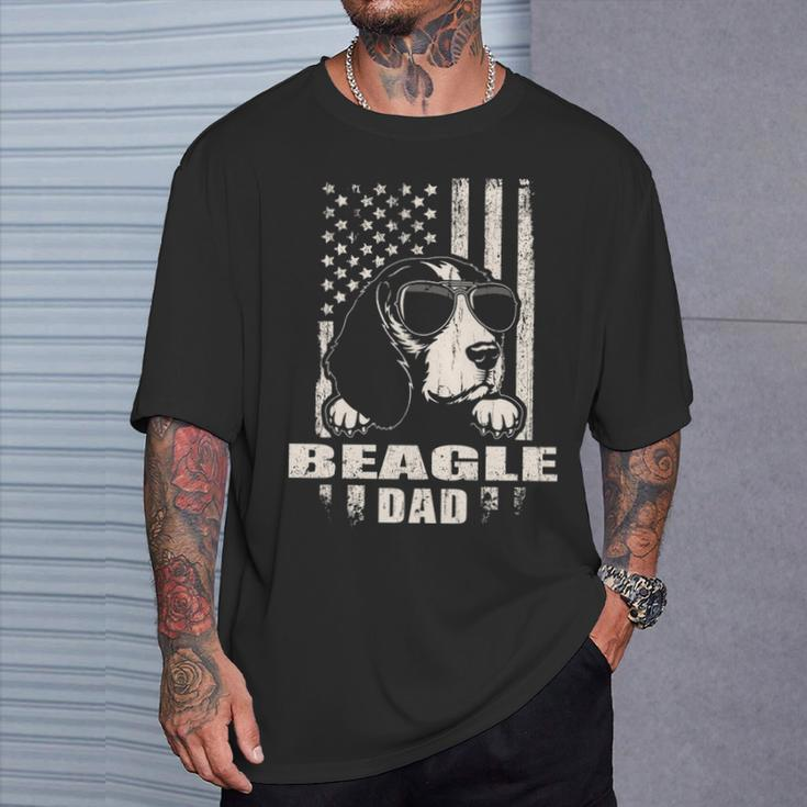 Beagle Dad Cool Vintage Retro Proud American T-Shirt Gifts for Him