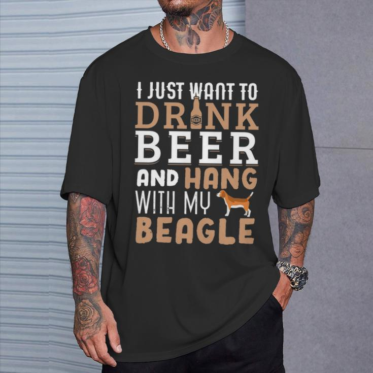 Beagle Dad Father's Day Dog Lover Beer T-Shirt Gifts for Him