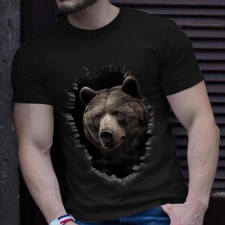 Bear Peeping Out Of The Wall Animal Zoo Bear T-Shirt Gifts for Him