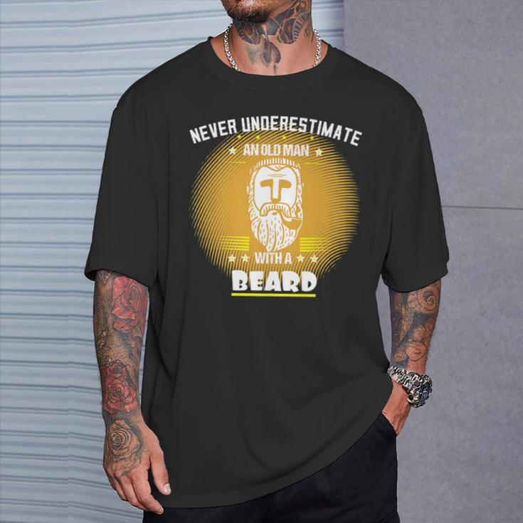 Bearded Grandpa Never Underestimate T-Shirt Gifts for Him
