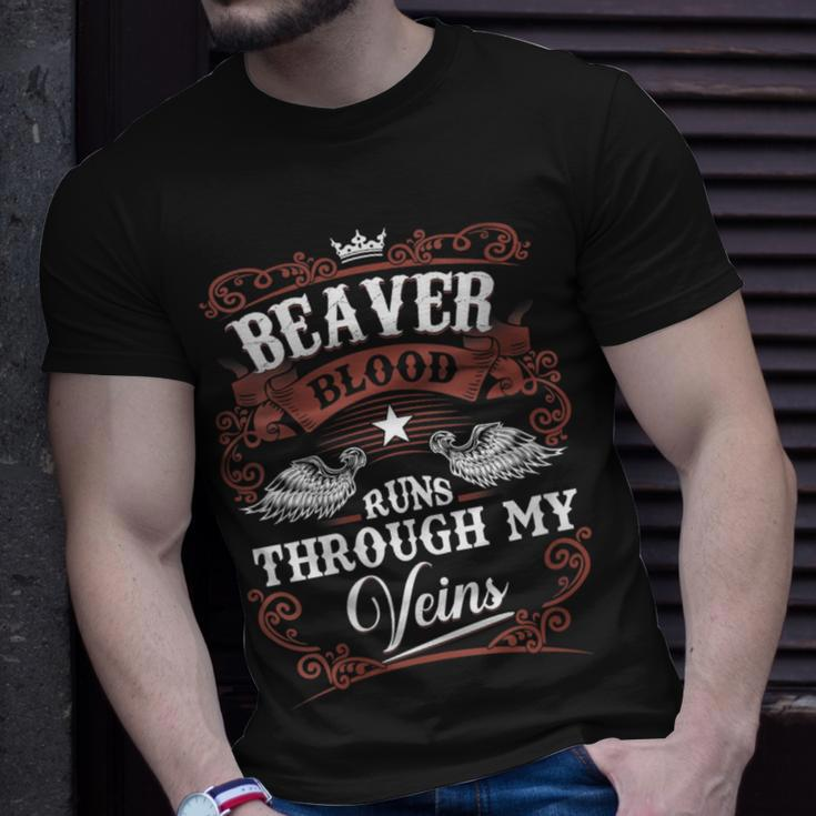 Beaver Blood Runs Through My Veins Vintage Family Name T-Shirt Gifts for Him