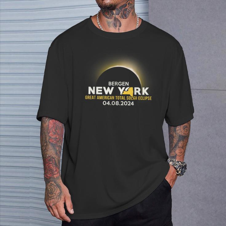 Bergen Ny New York Total Solar Eclipse 2024 T-Shirt Gifts for Him