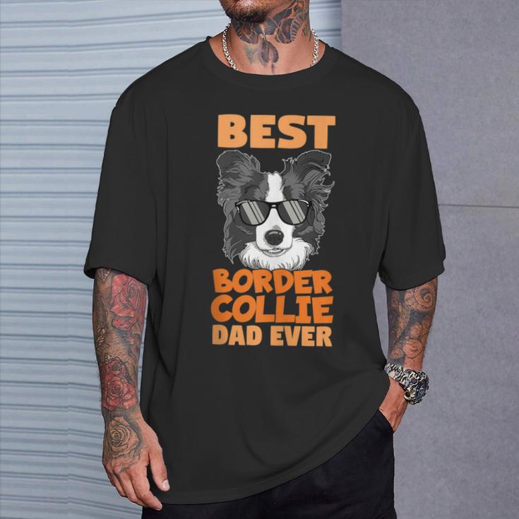 Best Border Collie Dad Ever Cooler Hunde Papaater Geschenk T-Shirt Geschenke für Ihn