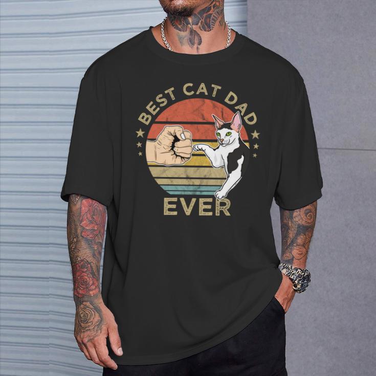 Best Cat Dad Ever Retrointage Katze Katzen Papa Geschenk T-Shirt Geschenke für Ihn