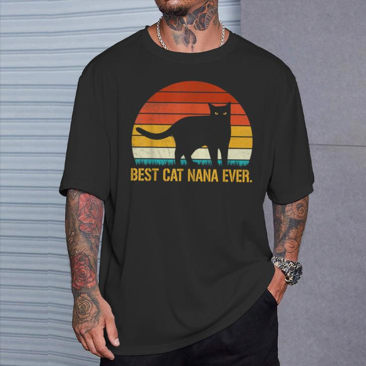 Best Cat Nana Ever Vintage Retro Cat Kitten Lover T-Shirt Gifts for Him