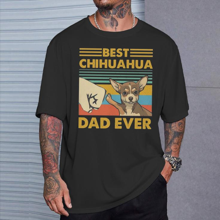 Best Chihuahua Dad Ever Retro Vintage Sunse T-Shirt Gifts for Him