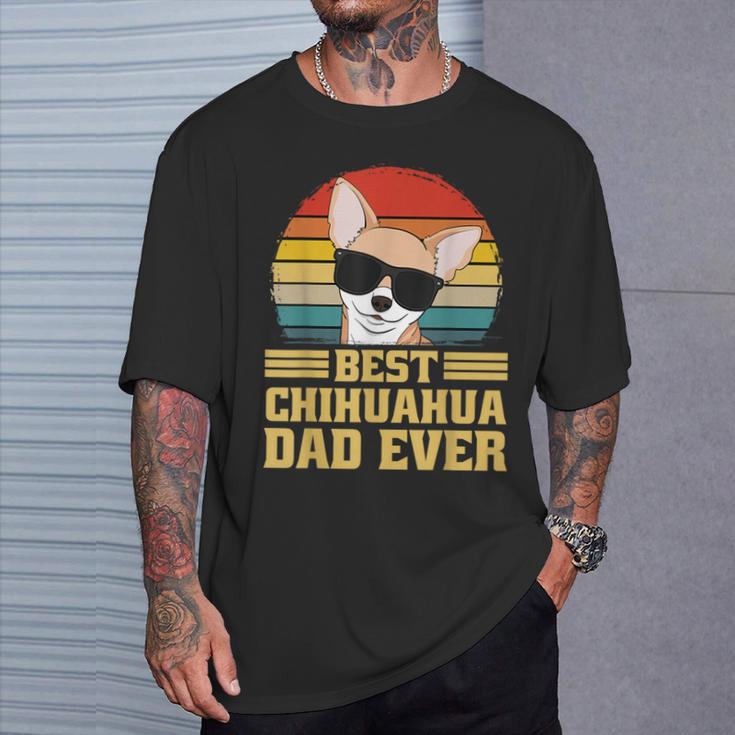 Best Chihuahua Dog Puppy Retro Dad Dad Dad Man T-Shirt Geschenke für Ihn