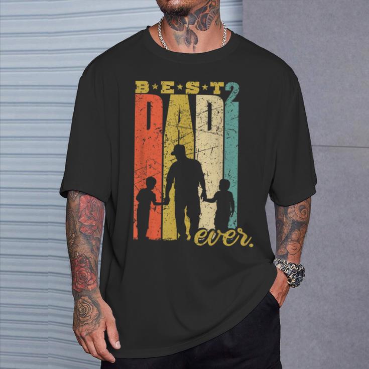 Best Dad Ever Papa 2 Söhne Double Dad T-Shirt Geschenke für Ihn