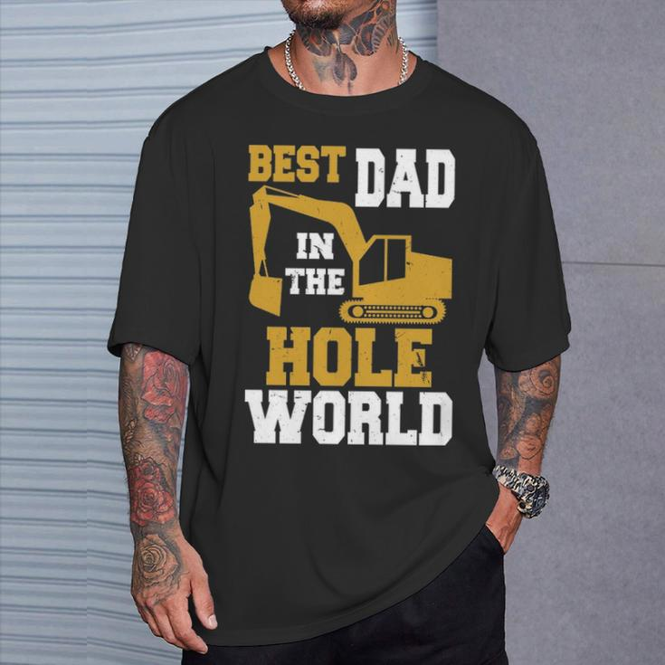 Best Dad In The Hole World Construction Dad T-Shirt Gifts for Him