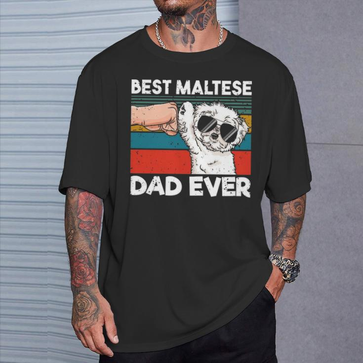 Best Maltese Dad Ever Ghetto Fist Dog Lover T-Shirt Gifts for Him