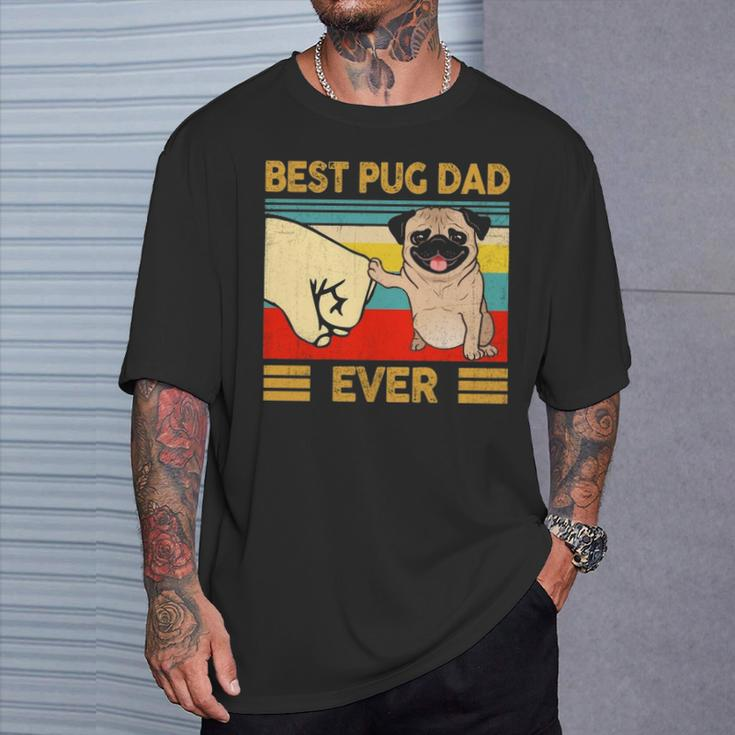 Best Pug Dad Ever Retro Vintage Fun Daddy Father's Day T-Shirt Gifts for Him