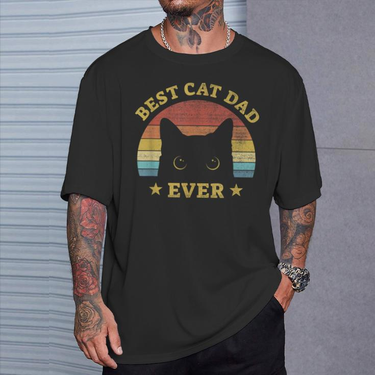 Bester Katzenfater Ever Best Cat Father Idea For Cats D T-Shirt Geschenke für Ihn