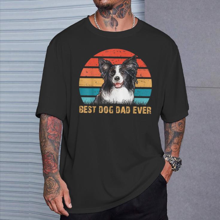 Besthund Papa Allzeit Best Dog Papa Alltimesintage Border Collie T-Shirt Geschenke für Ihn