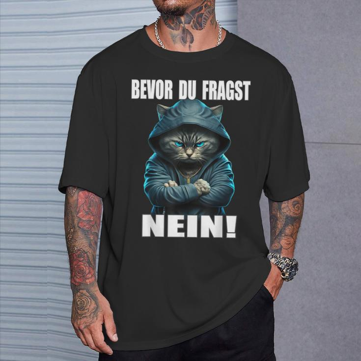 Bevor Du Fragst Nein Provokante Ironie Cat T-Shirt Geschenke für Ihn