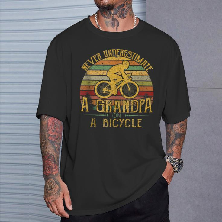 Bicycle Grandpa Never Underestimate A Grandpa On A Bicycle T-Shirt Gifts for Him
