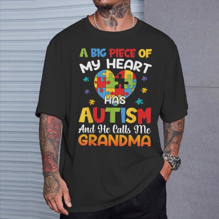 A Big Piece Of My Heart Has Autism And He Calls Me Grandma T-Shirt Gifts for Him