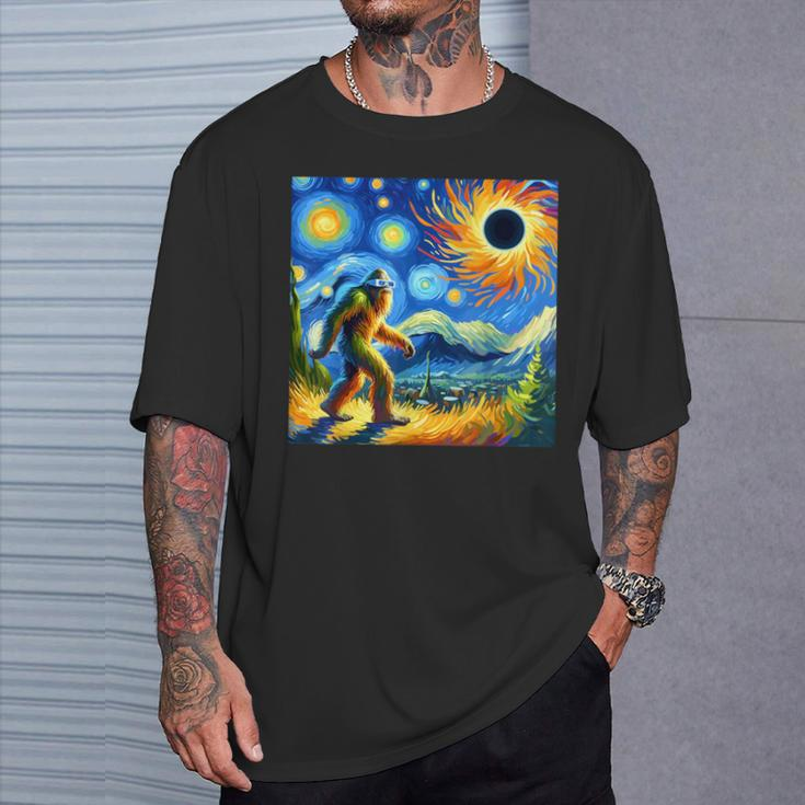 Bigfoot Glasses Total Solar Eclipse 2024 Van Gogh Bigfoot T-Shirt Gifts for Him