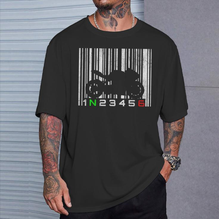 Biker Moto Gp Vintage Barcode Motorcycle S T-Shirt Geschenke für Ihn