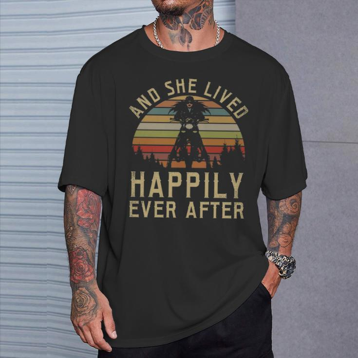 Biker And She Lived T-Shirt Gifts for Him