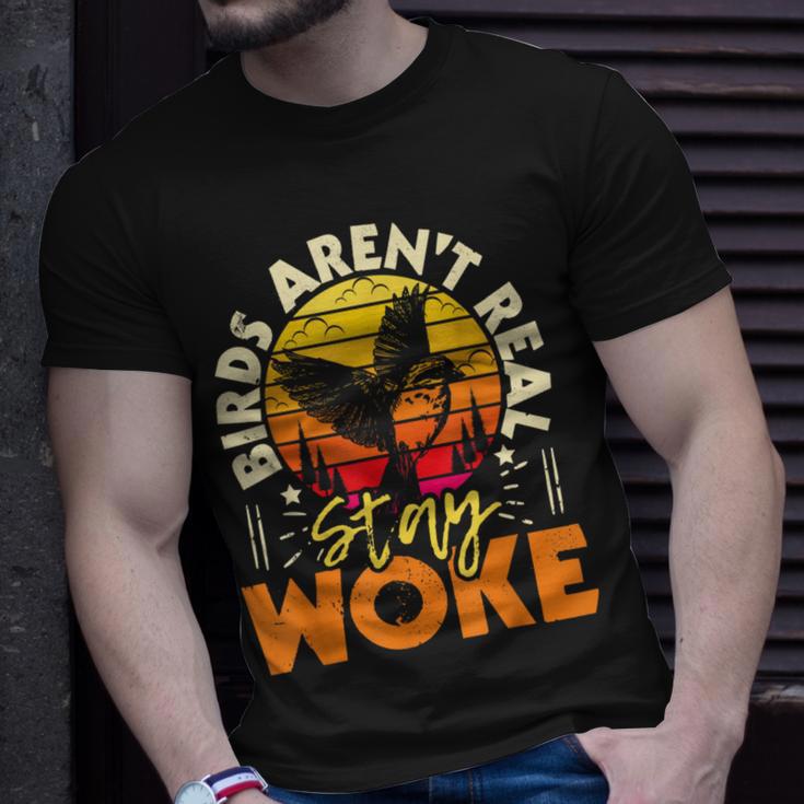 Birds Aren’T Real Stay Woke Birding Bird Watching Birder T-Shirt Gifts for Him