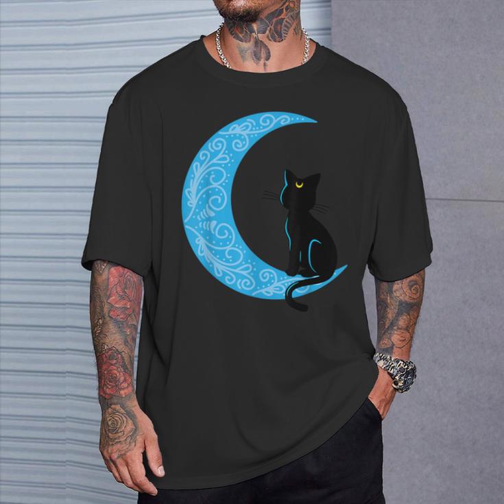 Black Cat Crescent Moon Sailor Mum T-Shirt Gifts for Him